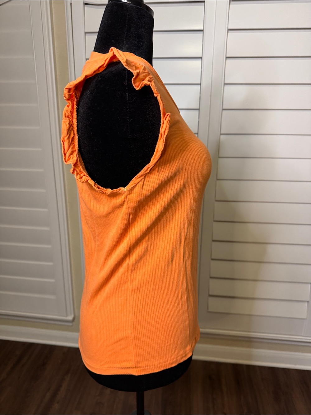 Design History Orange Ruffle-Sleeve Ribbed Tank - Picture 5 of 5